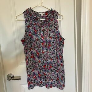 CAbi Floral Sleeveless Top - Red, Blue, White